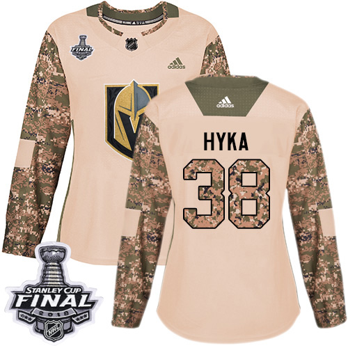 Adidas Golden Knights #38 Tomas Hyka Camo Authentic Veterans Day 2018 Stanley Cup Final Women's Stitched NHL Jersey - Click Image to Close